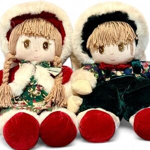 Christmas Pillow Dolls. Cuddle Wit. 25”. Boy Girl Set.